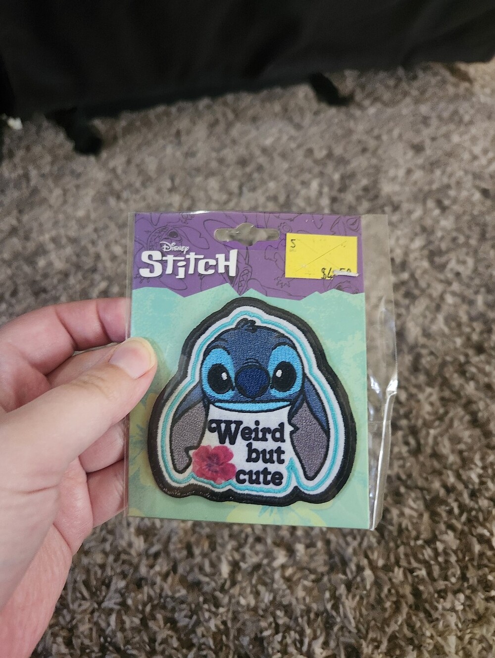 Disney Stitch Blue & Black 'Weird but Cute' Iron-On Patch